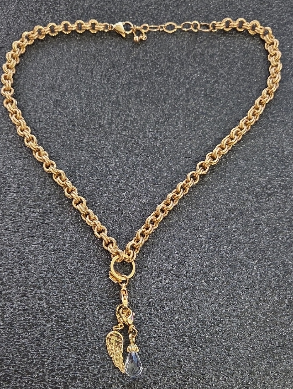 Origami Owl Gold Chain Charm Necklace With 2 Charms.